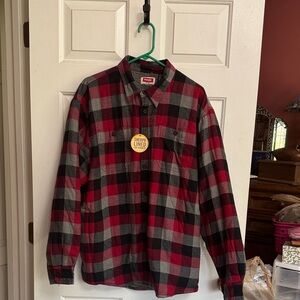 Wrangler Red and Gray Plaid Men's Shirt NWT